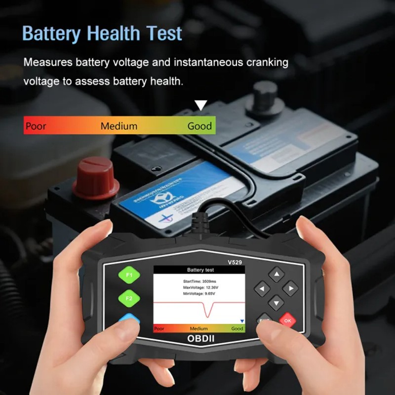 OBD2 Scanner Car Transmission Diagnostic Tool Report Code Reader Battery Tester