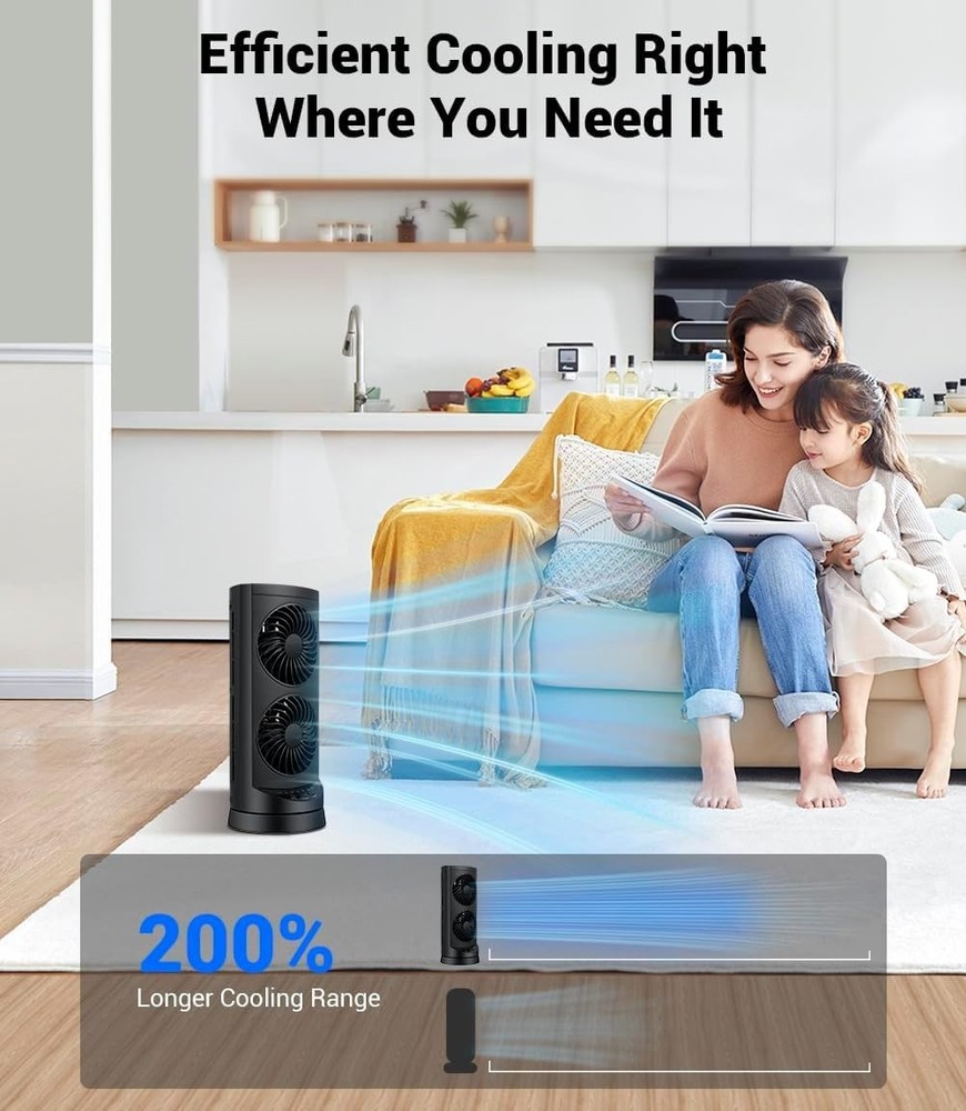 Personal Tower Cooling Fans that Blow Cold Air, Standing 13IN-3600RPM, Black