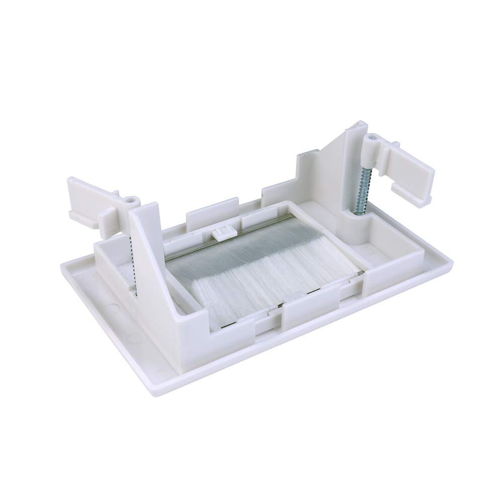 Construct Pro Cable Management Brush Plate (Dog-Ear Installation Tabs, White)