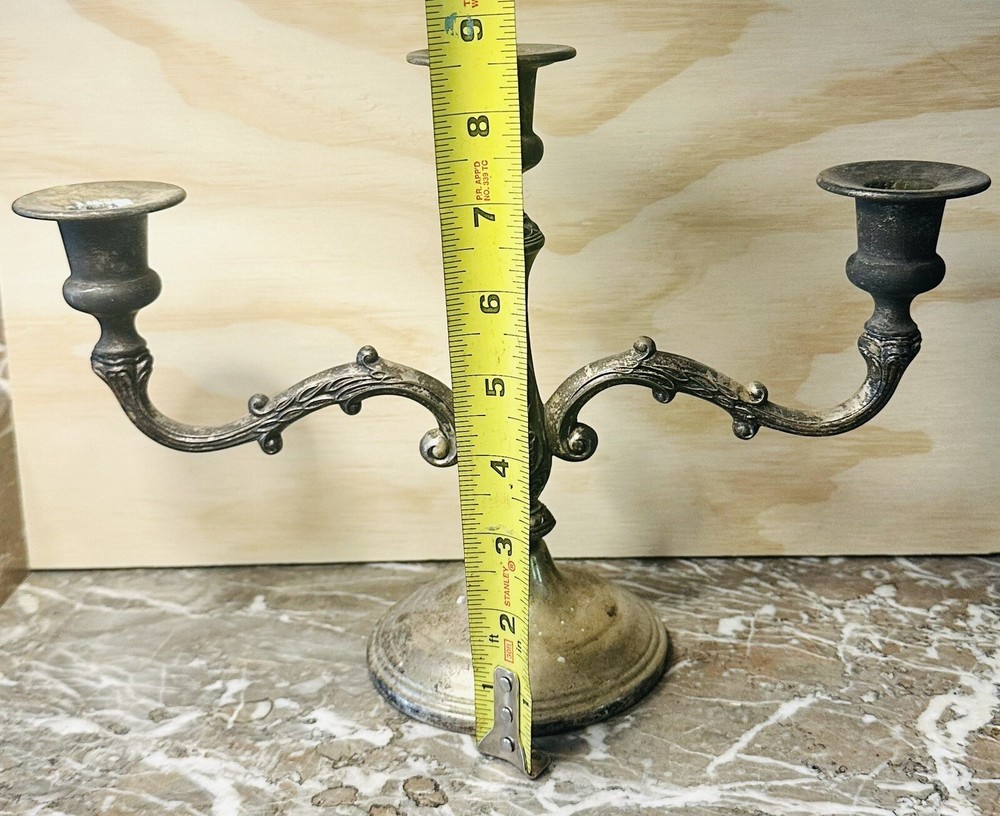 Vintage Silver Plated Three Branch Candleholder