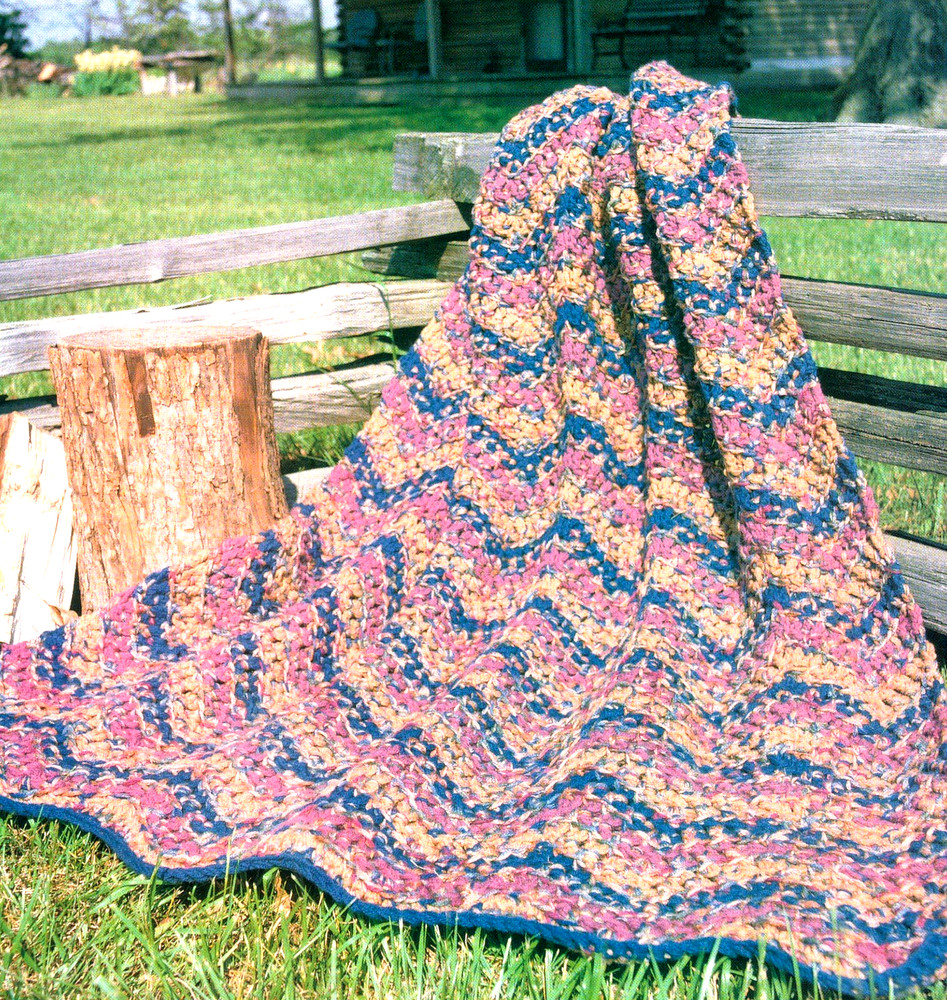 PRETTY Variegated Rainbow Ripple Afghan/Crochet Pattern INSTRUCTIONS ONLY
