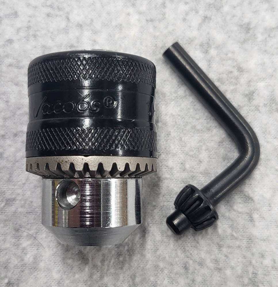 Jacobs 3/8" Drill Chuck 3/8"-24 Mount, 1.0-10MM Range, Wth Chuck Key