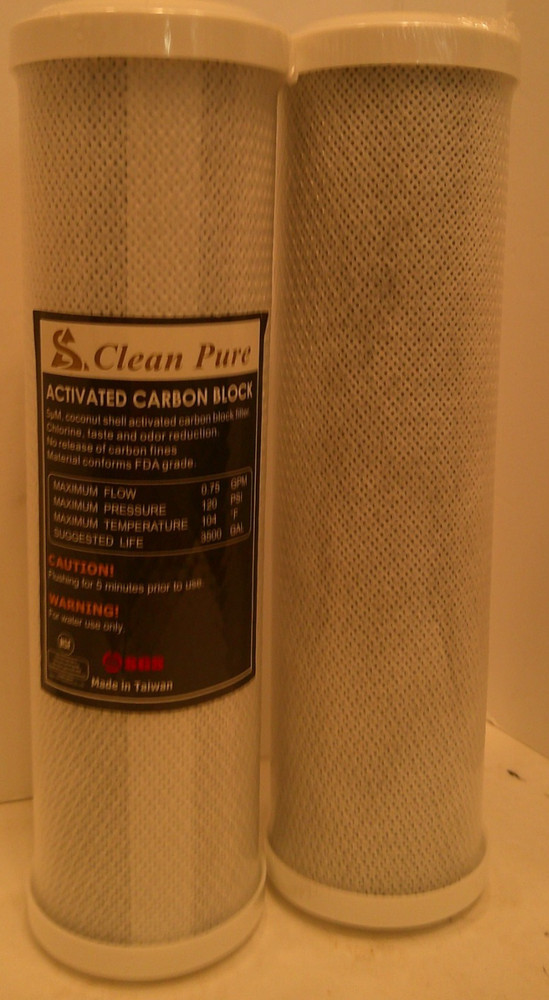 (2) Clean Pure 10 x 2.5 Inch  Activated Carbon Block  Filter