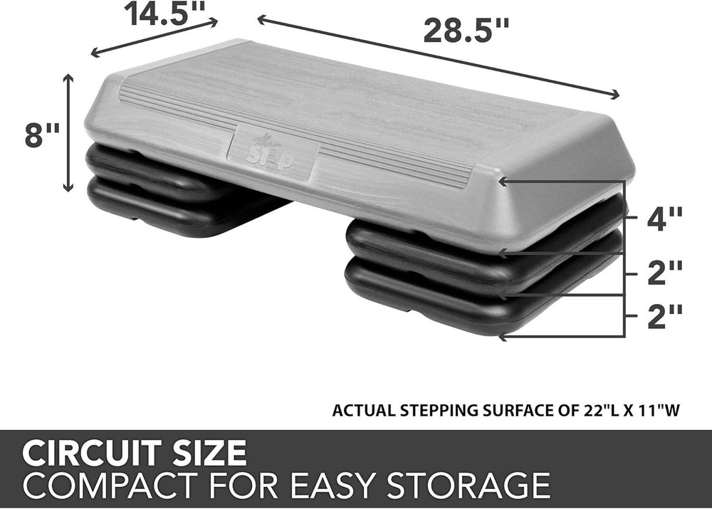 Aerobic Platform Circuit Size Steppers Exercise w/Risers Adjustable Home Workout