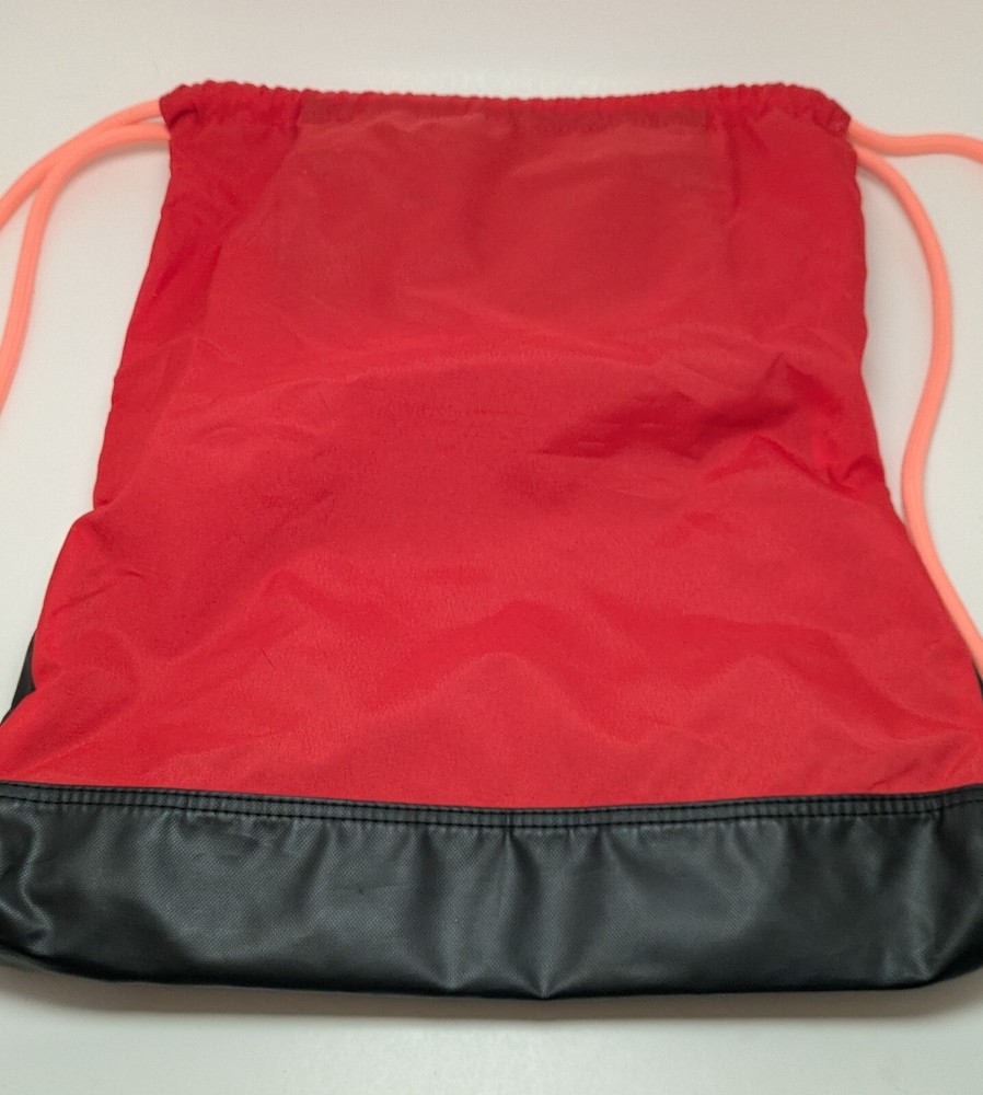 Nike Just Do It Drawstring Red Orange Black Gym Bag Travel Backpack