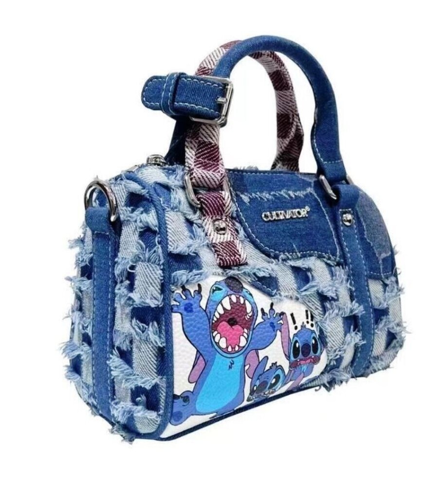 Stitch Cartoon Character Leather Strap Shoulder Handbag