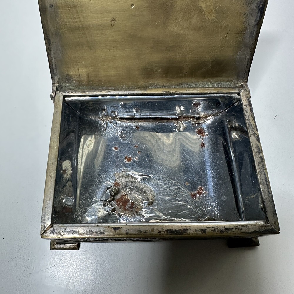 Vintage Brass Engraved Cigarette Box Case