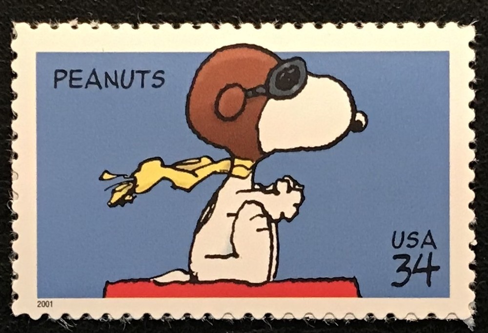 2001 Scott #3507 - 34¢ - PEANUTS - SNOOPY FLYING ACE - Single Mint NH