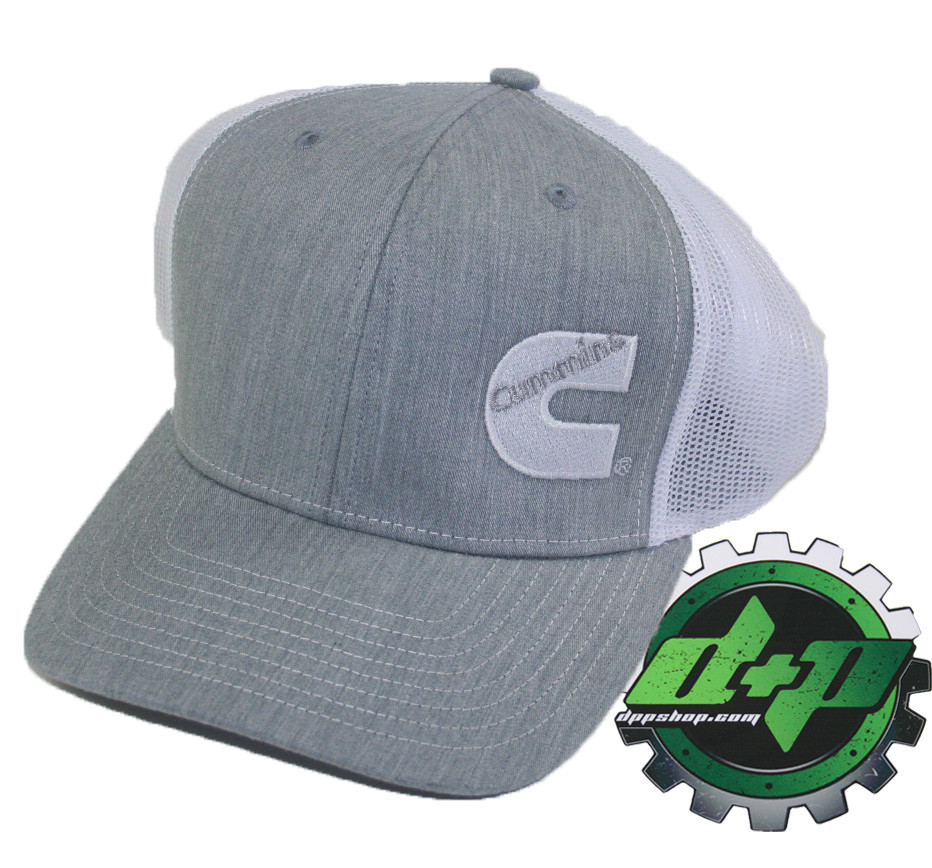 Cummins trucker hat ball richardson Heather Grey white mesh snap back