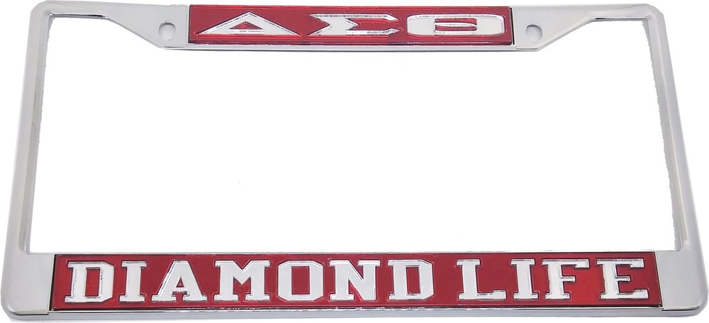 Delta Sigma Theta Diamond Life License Plate Frame [Silver Standard Frame - R...