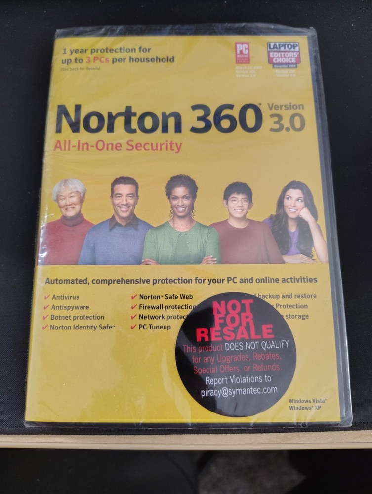 Norton 360 Version 3.0 All In One Security Software 3 pc's B12
