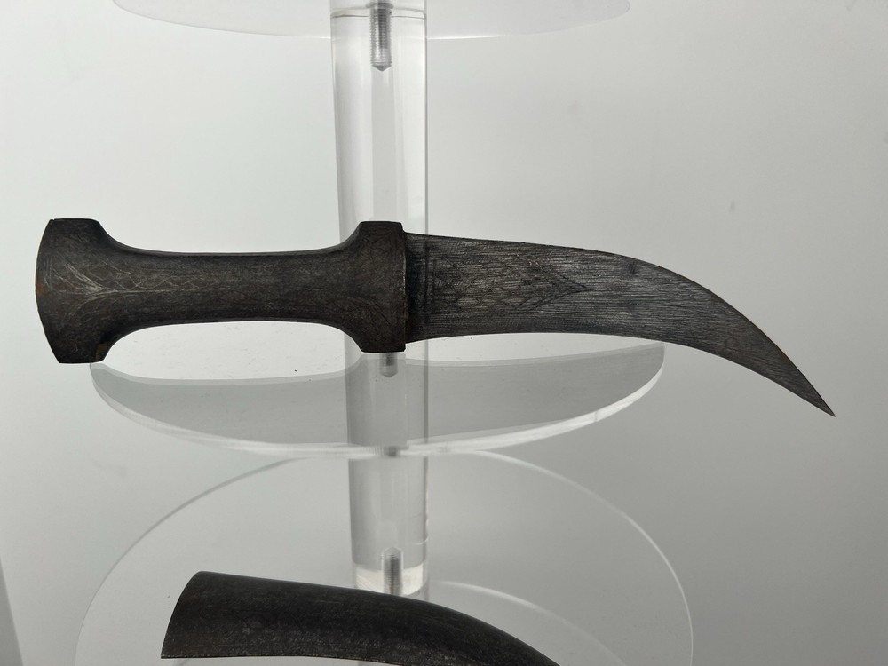 Double‑Edged Curved Ethnographic Dagger, Khanjar‑Influenced with sheath