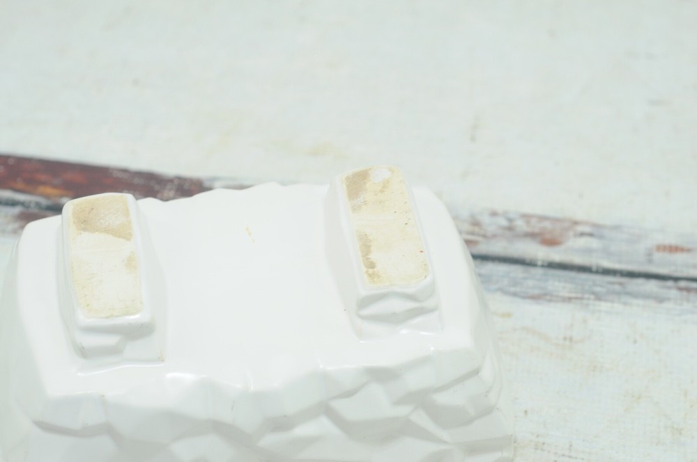 Vintage McCoy Geometric Pottery White Rectangular Window Box Planter Flower Pot