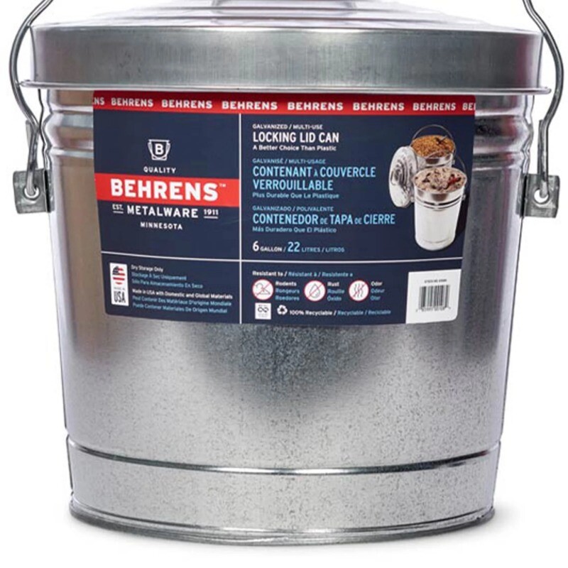BEHRENS Galvanized Steel Locking Lid Storage Can, 6-Gallon