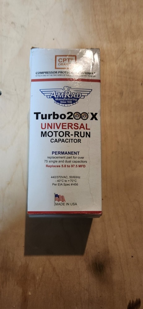 Turbo 200X UNIVERSAL MOTOR- RUN CAPACITOR FROM AMRAD ENGINEERING HVAC