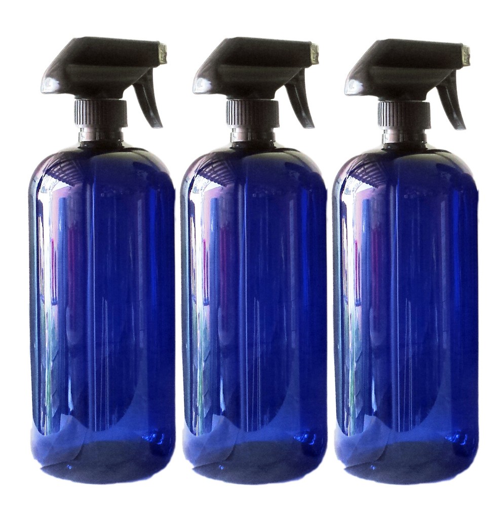 32oz Blue or Amber Plastic Bottle PET Black Trigger Spray New Empty Fast US Ship