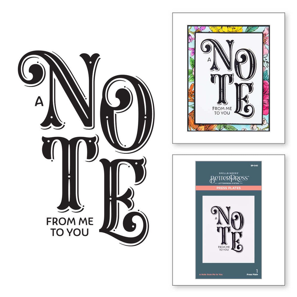 Spellbinders Press Plate - A Note From Me to You, BP-040