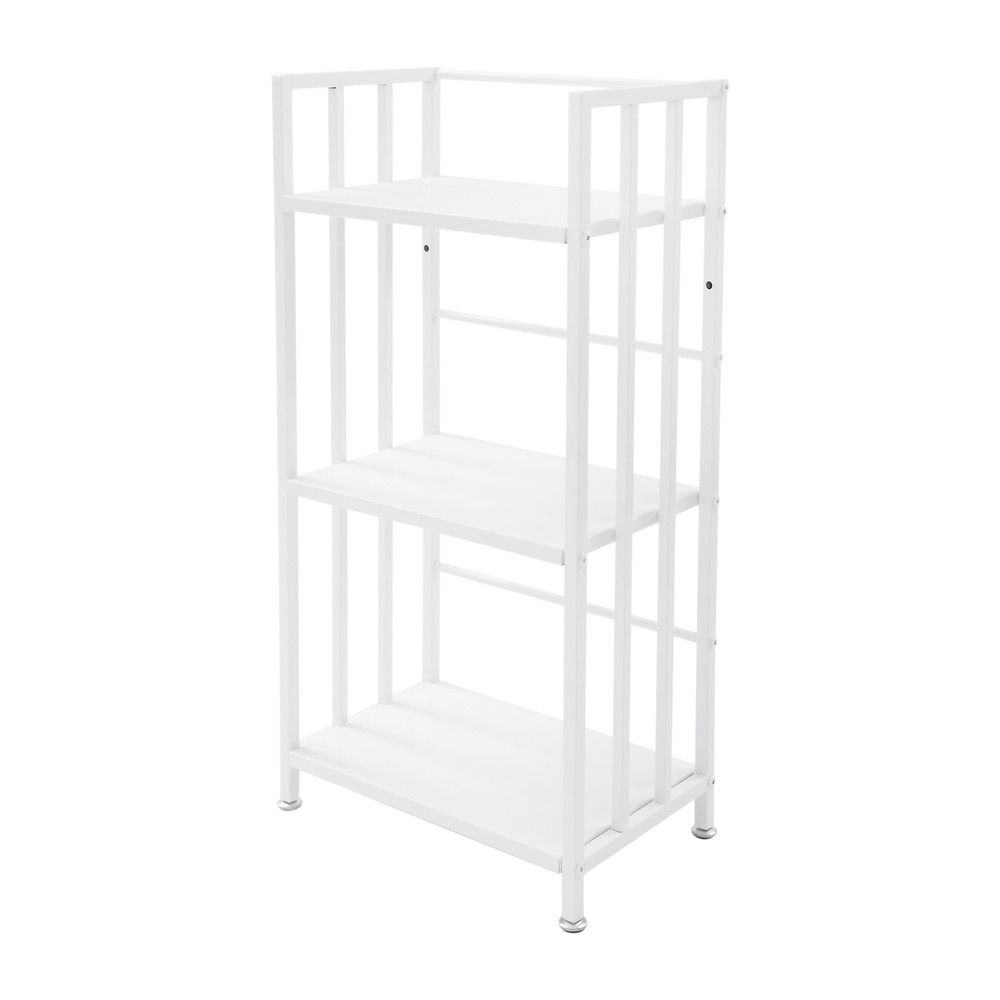 Open Shelf Bookcase, 3-Tier Display Rack, White, Baking Paint, Floor Mount