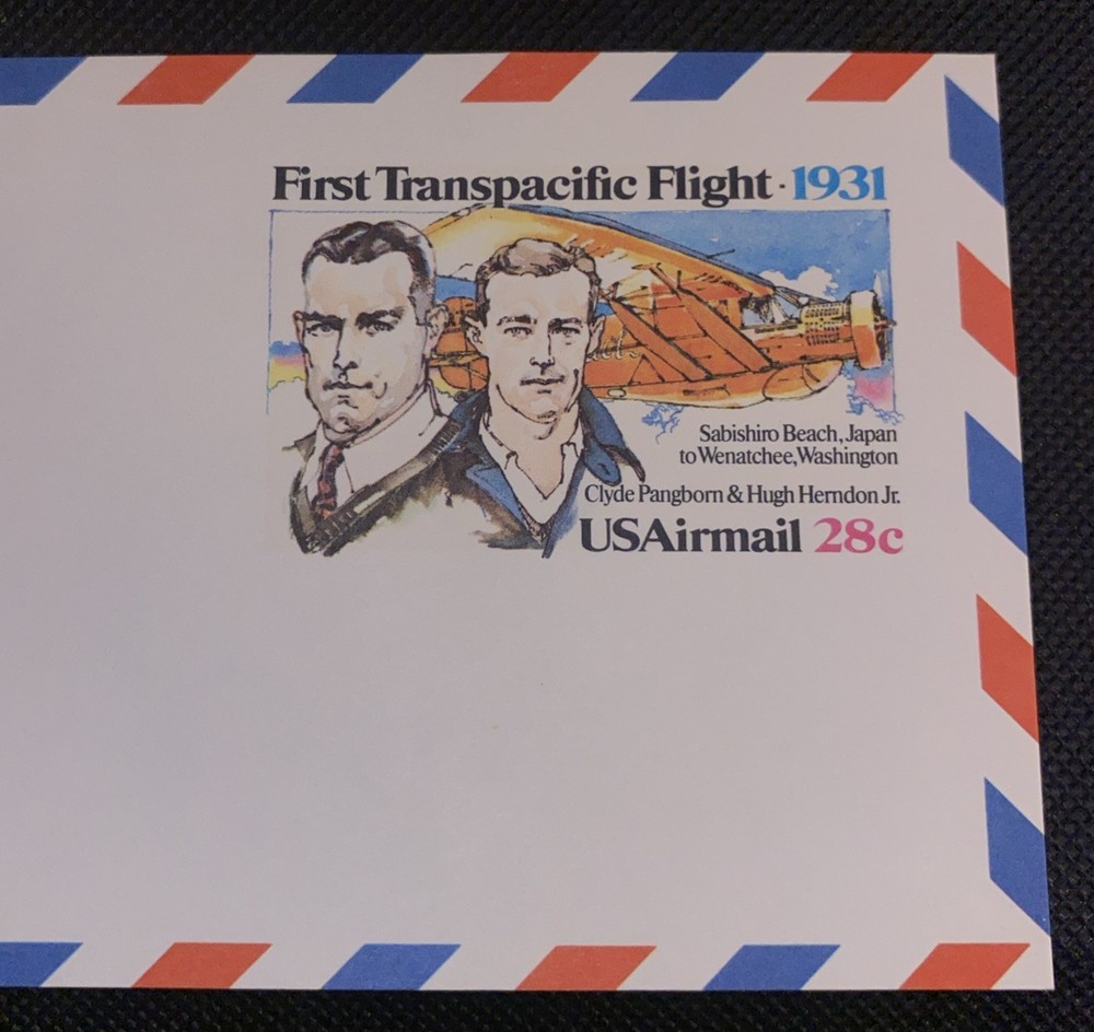1980 USPS Postcard, First Transpacific Flight 1931, Scott UXC19, 28 Cent Airmail