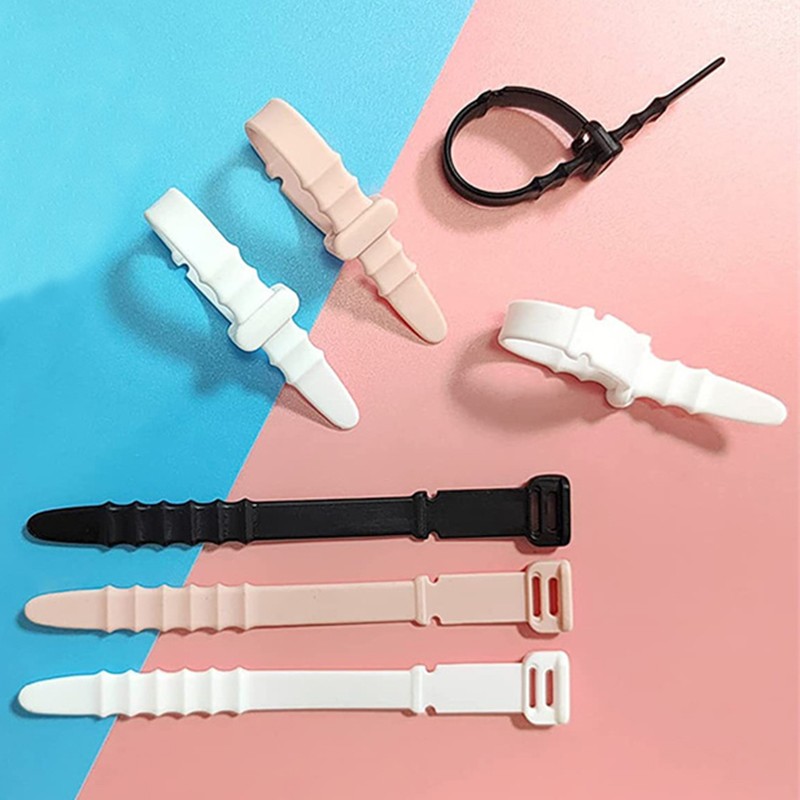 20pcs Straps Reusable Silicone Cable Zip Tie Table Elastic For Wire Management