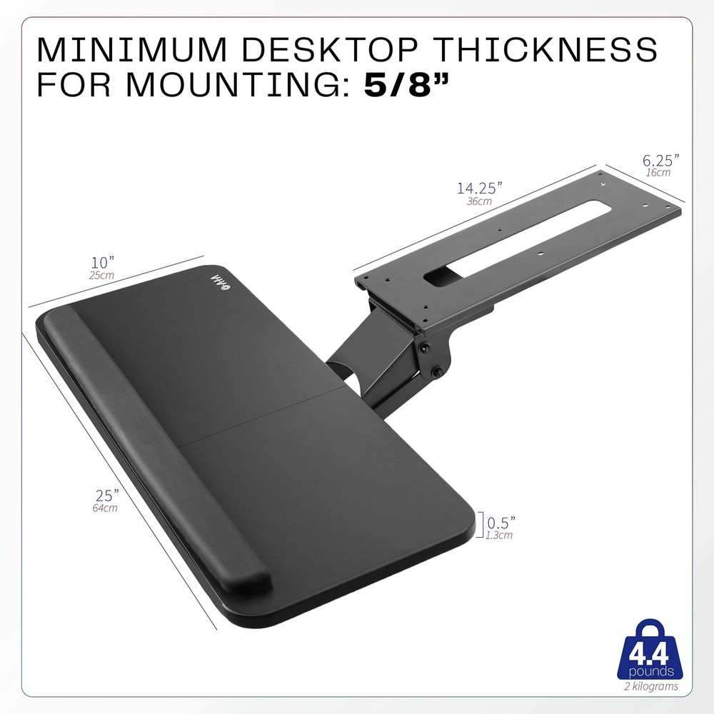 Adjustable Computer Keyboard & Mouse Platform Tray Ergonomic Under Table Desk...
