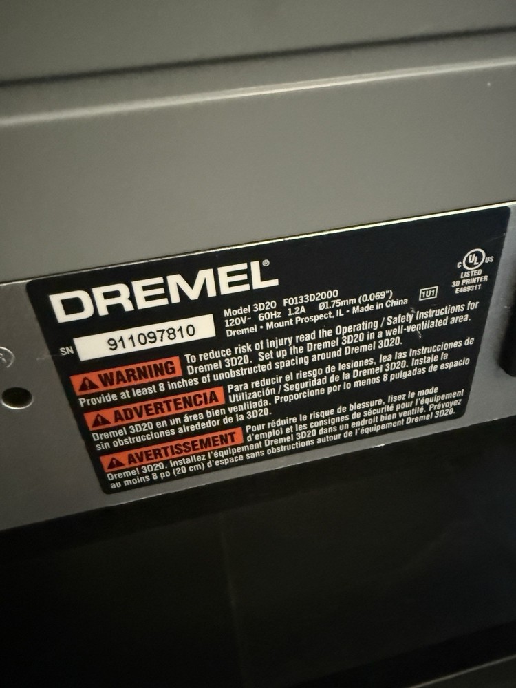 Dremel 3D20 Idea Builder 3D Printer *Power Tested Only*