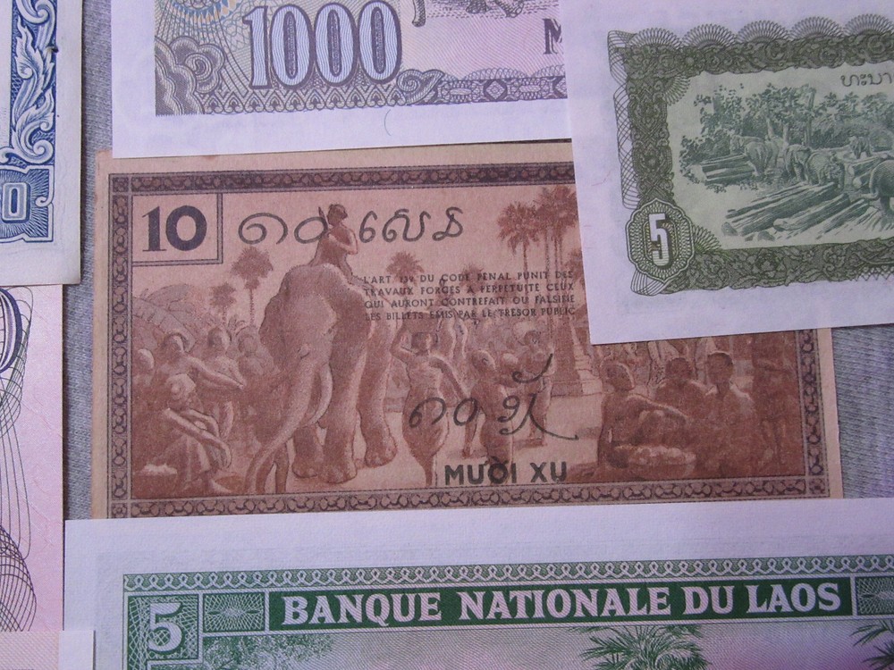 ELEPHANT banknote set 11 notes ALL NEW NOTES Burma Lao Uganda