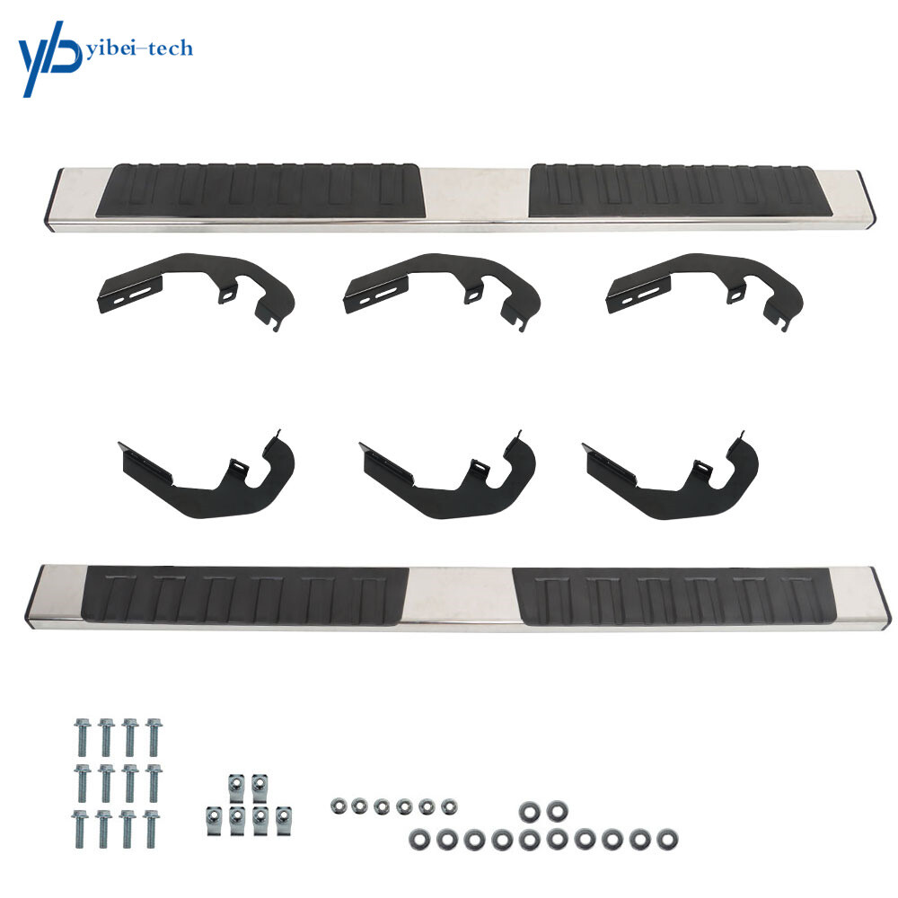 6" Running Boards Nerf Bars Side Steps For 07-18 Silverado/Sierra Double Cab