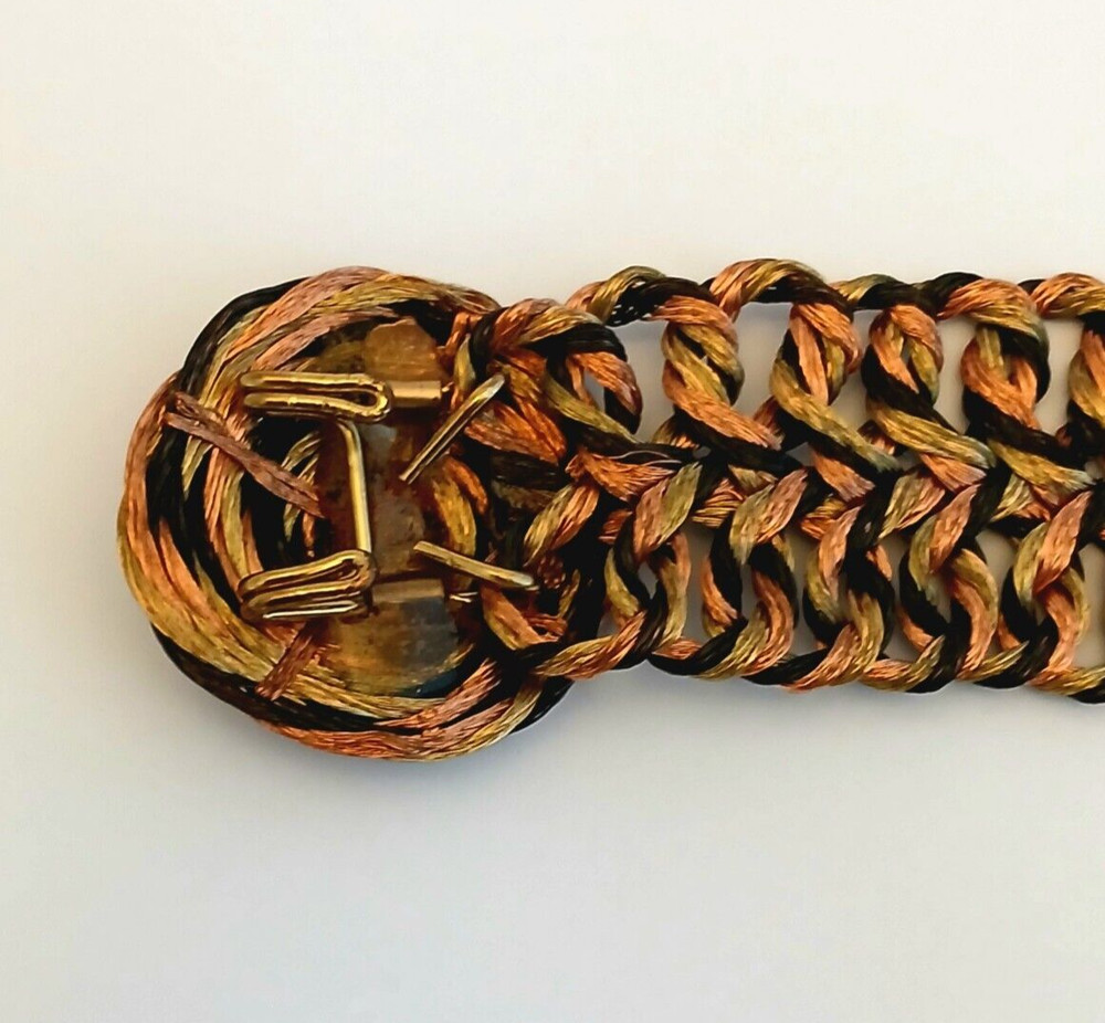 Greek Double Loop Copper Wire Bracelet Black and Orange