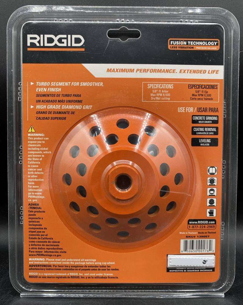 Turbo Cup Grinding Wheel 24 Segment Blade Concrete Surfacing RIDGID