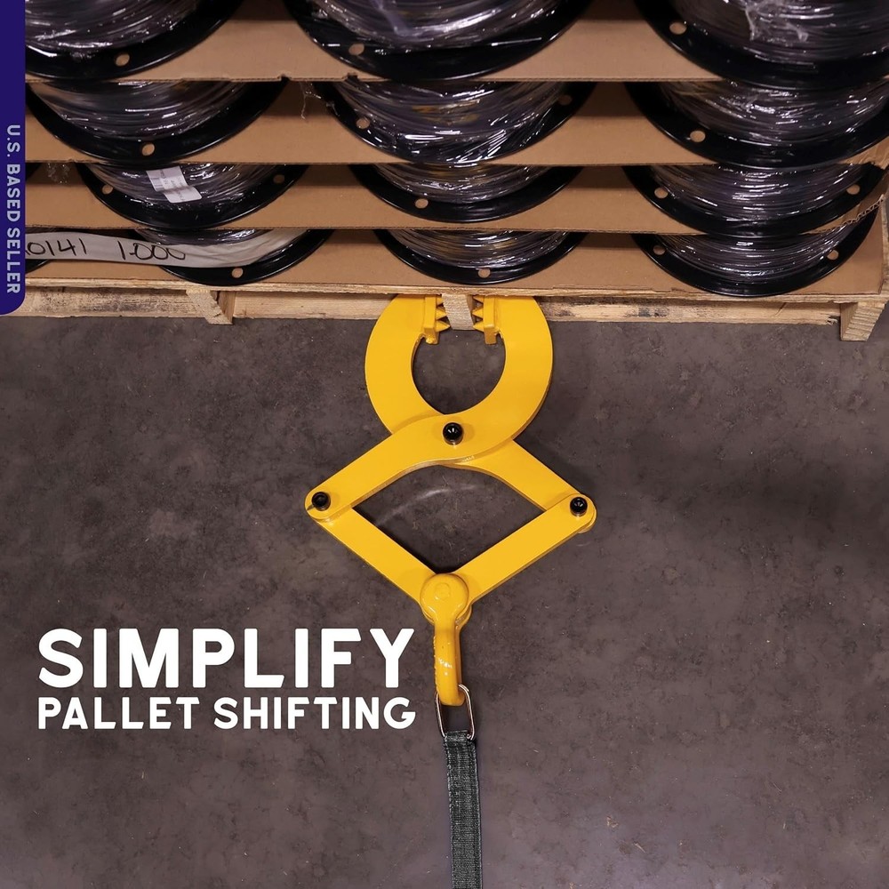 Pallet Puller Clamp 6000lb Forklift Chain Grabber Hook Heavy Duty Tool