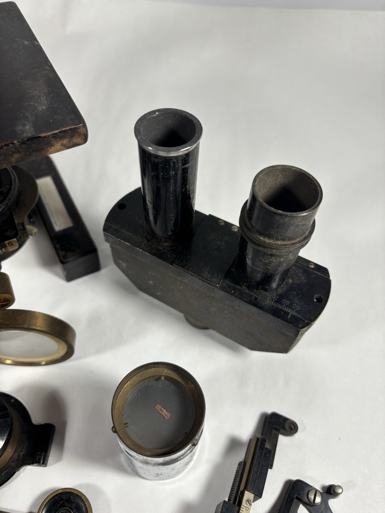 Vtg Bausch & Lomb Microscope Lot Binocular Head Mechanical Stage UC Berkeley Cal