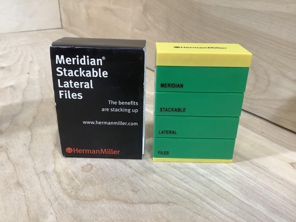 4 Vintage Herman Miller MERIDIAN Stackable Files Promo Stackable Blocks Green