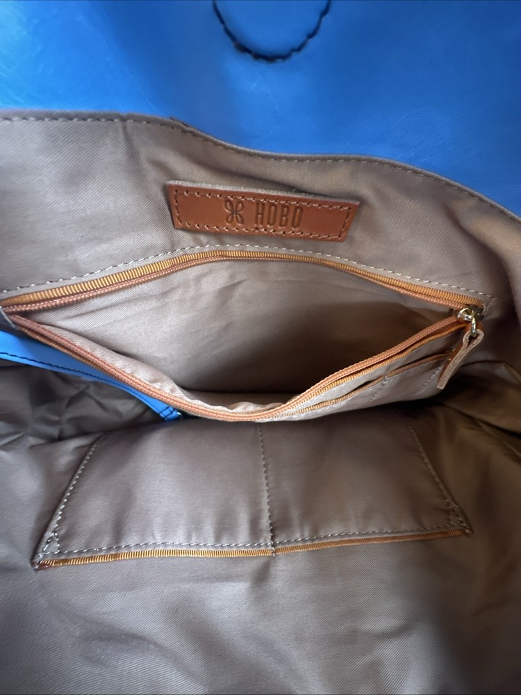 Hobo Genuine Leather Shoulder Bag With Adjustable Strap Sky Blue