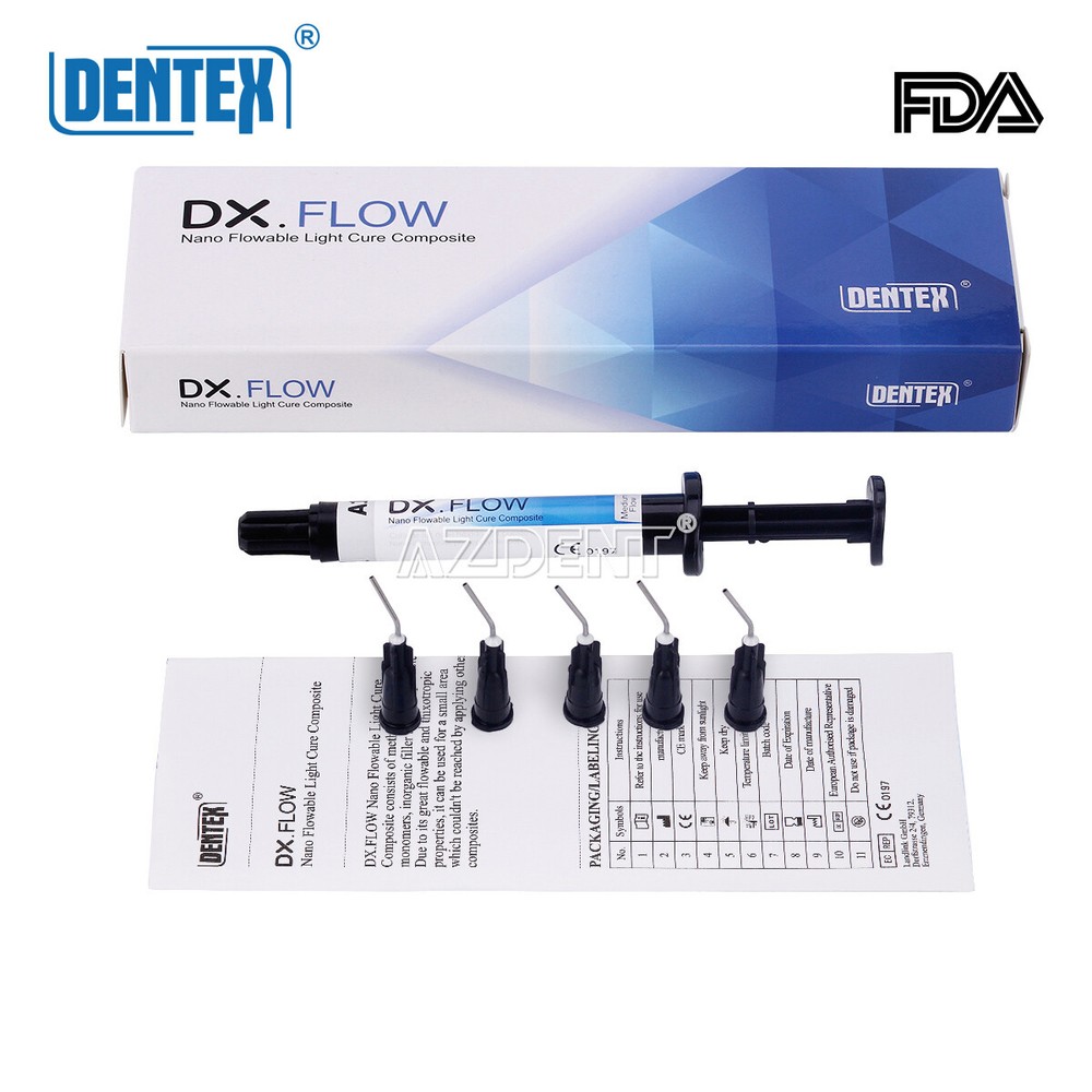 DENTEX DX.FLOW Dental Flowable Light Cure Composite Resin A1 Shade Medium Flow