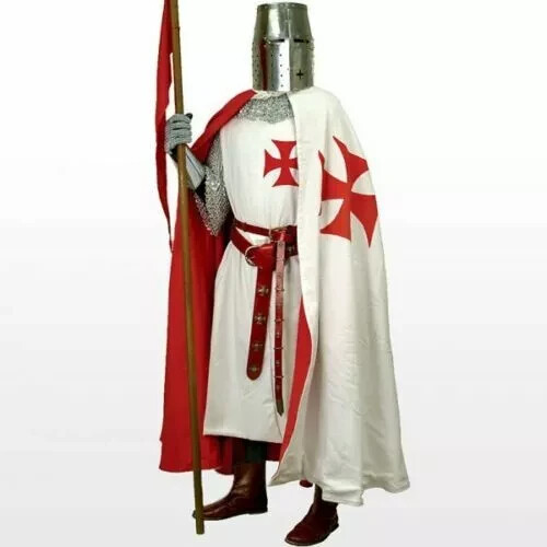 Handmade Medieval Red Templar Crusader Tunic, Surcoat & Cloak Reenactment