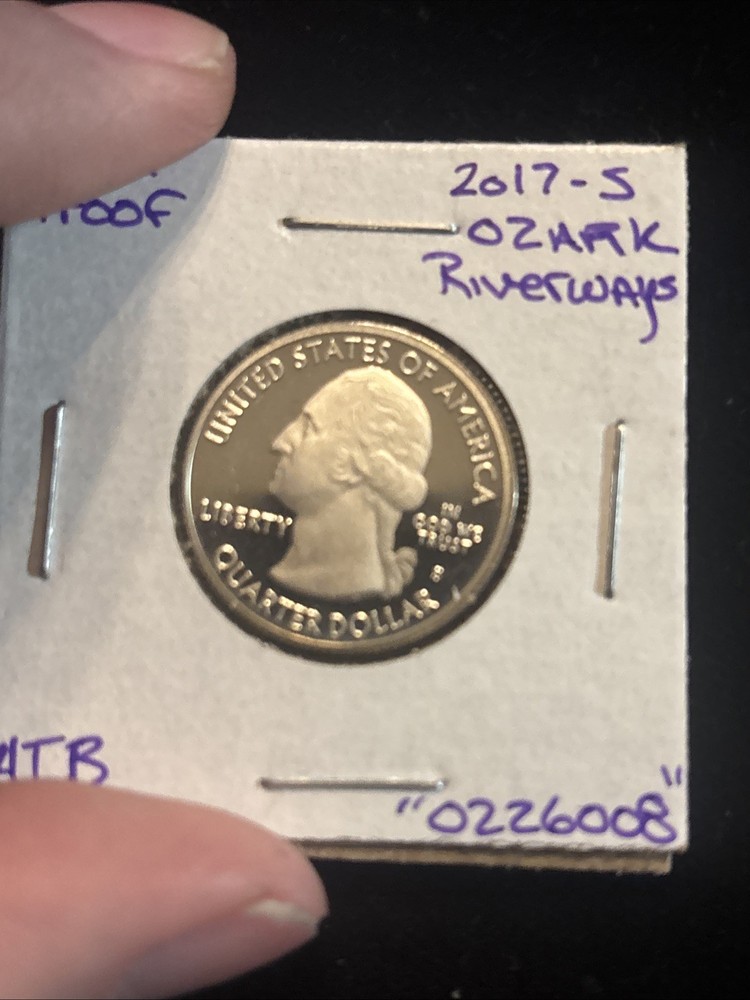 2017-s silver proof quarter Ozark Riverways ATB “0226008” Silver 25C