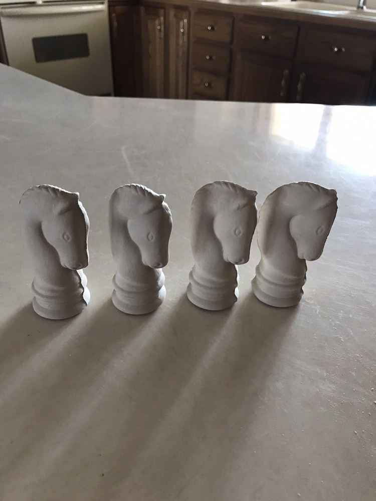 32pc Ceramic Chess Set Unpainted Unglazed Unbranded New