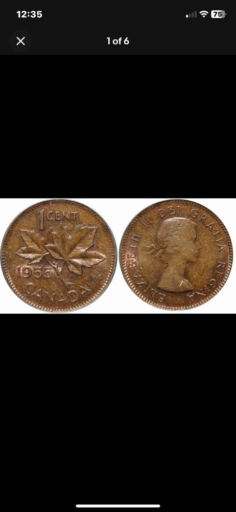 1955 Canada 1 Cent  No Strap(NSF) PCGS MS64 BN. Extremely Rare Canada Small Cent