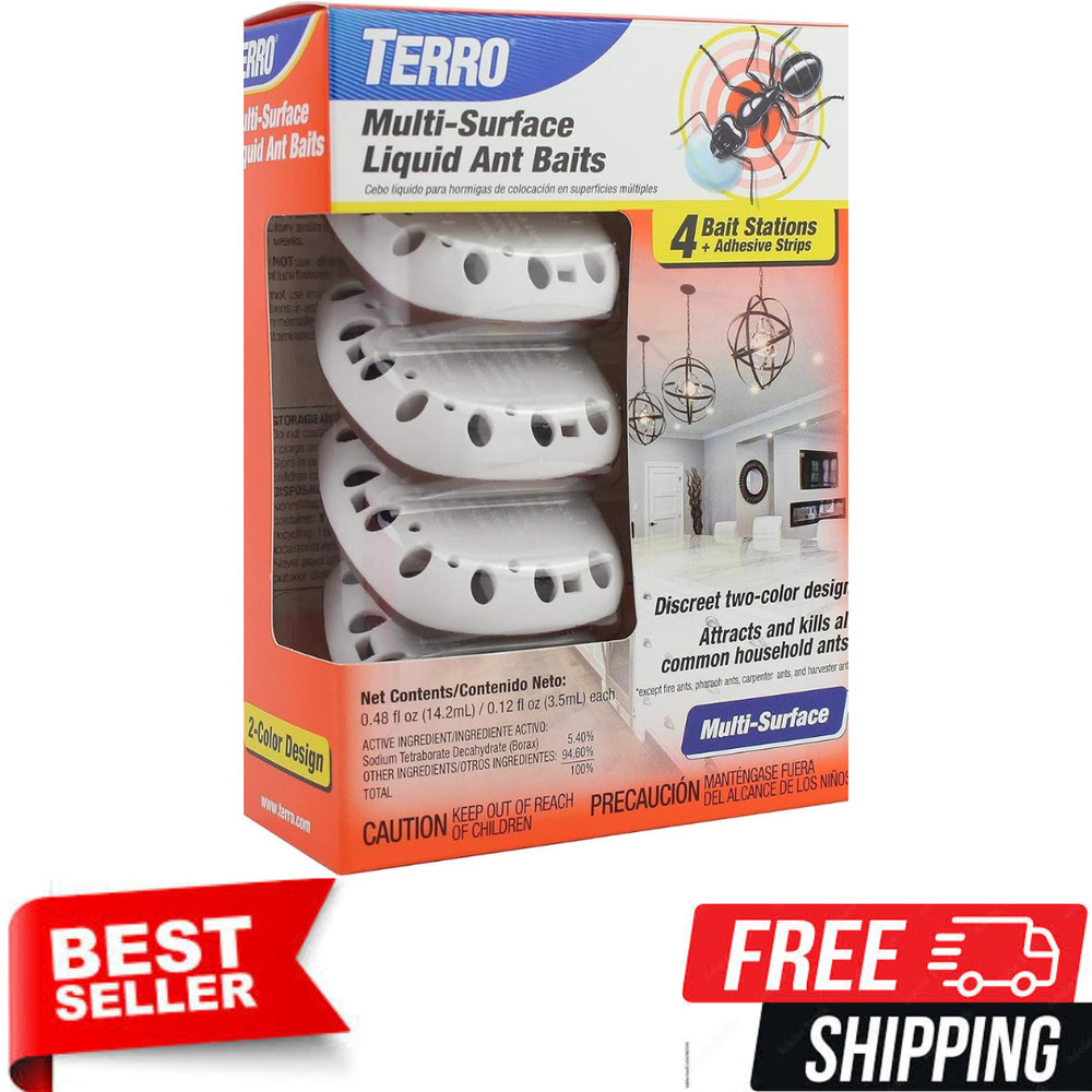 Terro Multi-Surface Liquid Ant Baits 4 Bait Stations Attracts & Kills All Ants
