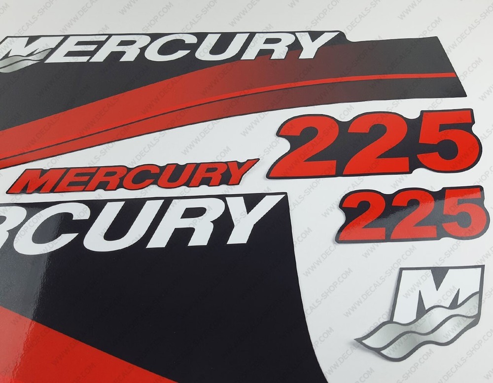 Mercury 225hp Optimax FreshWater outboard engine decals RED sticker set