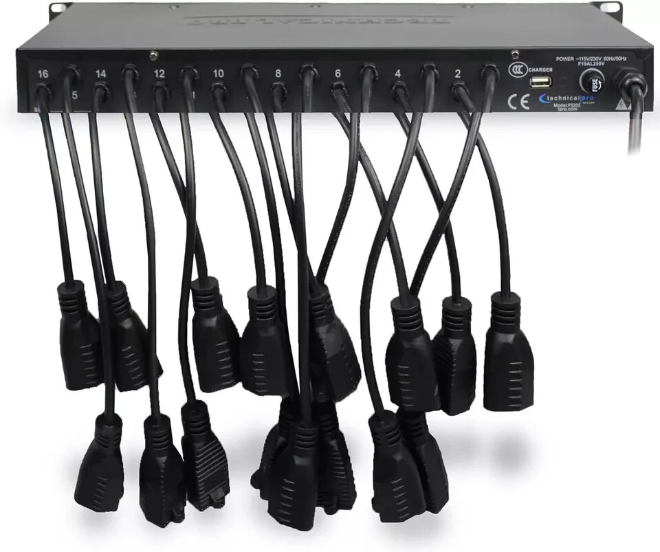Technical Pro 20 Outlet 4 USB Port Rackmount Power Supply and Surge Protector