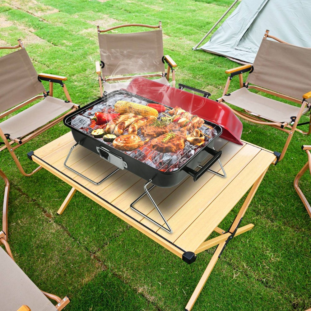 Tabletop Grill W/ Portable Design &Charcoal Cooking Efficient Backyard BBQ