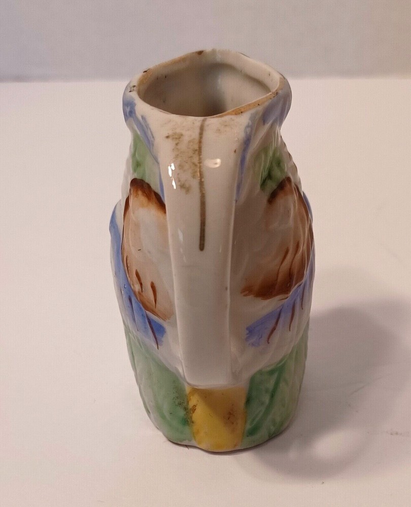 Vintage Parrot Small Ceramic Pitcher with Handle Japan Approx. 2 5/8"