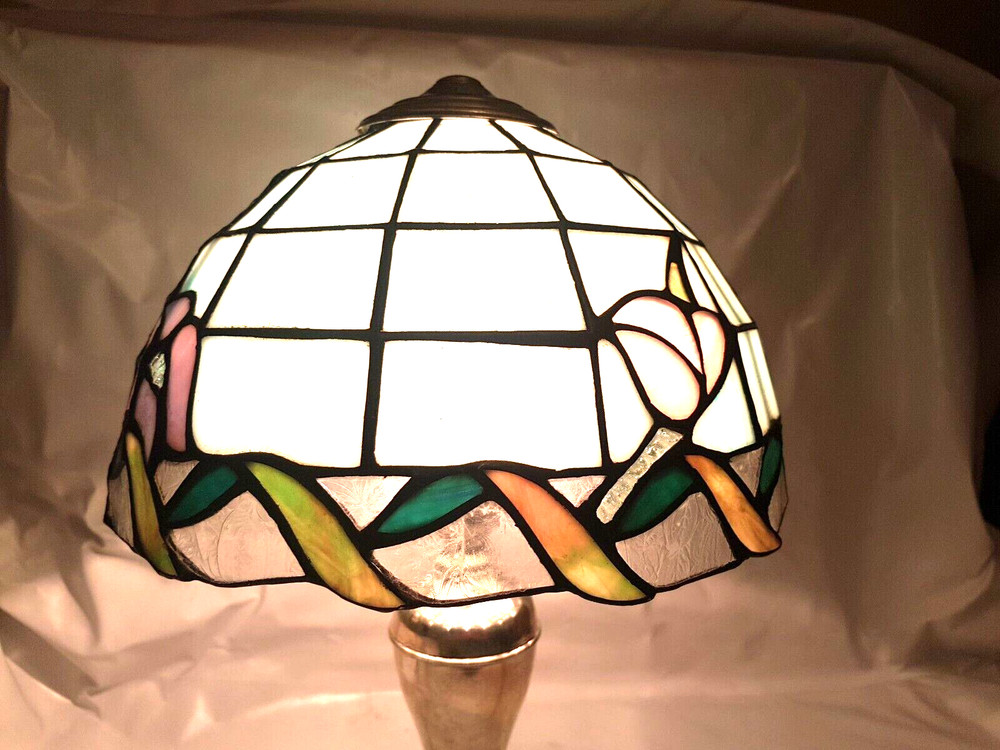 TIFFANY STYLE LAMP SILVER 800 HALLMARKED, 1970s