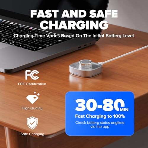 Ring Chager Compatible with Ou-ra Ring4, Fast Charge for Ou Size 9 Silver Grey