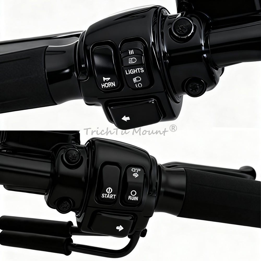 8PCS Handlebar Control Switch Housings Cover Button Caps For Harley Dyna Softail