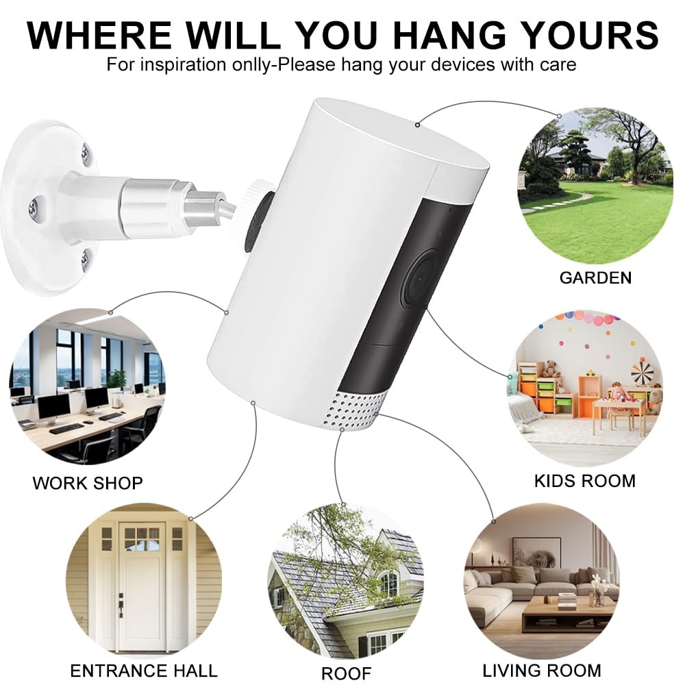 1 Pack Adhesive Ring Camera Mount Stick Up Holder 1 Pack, White