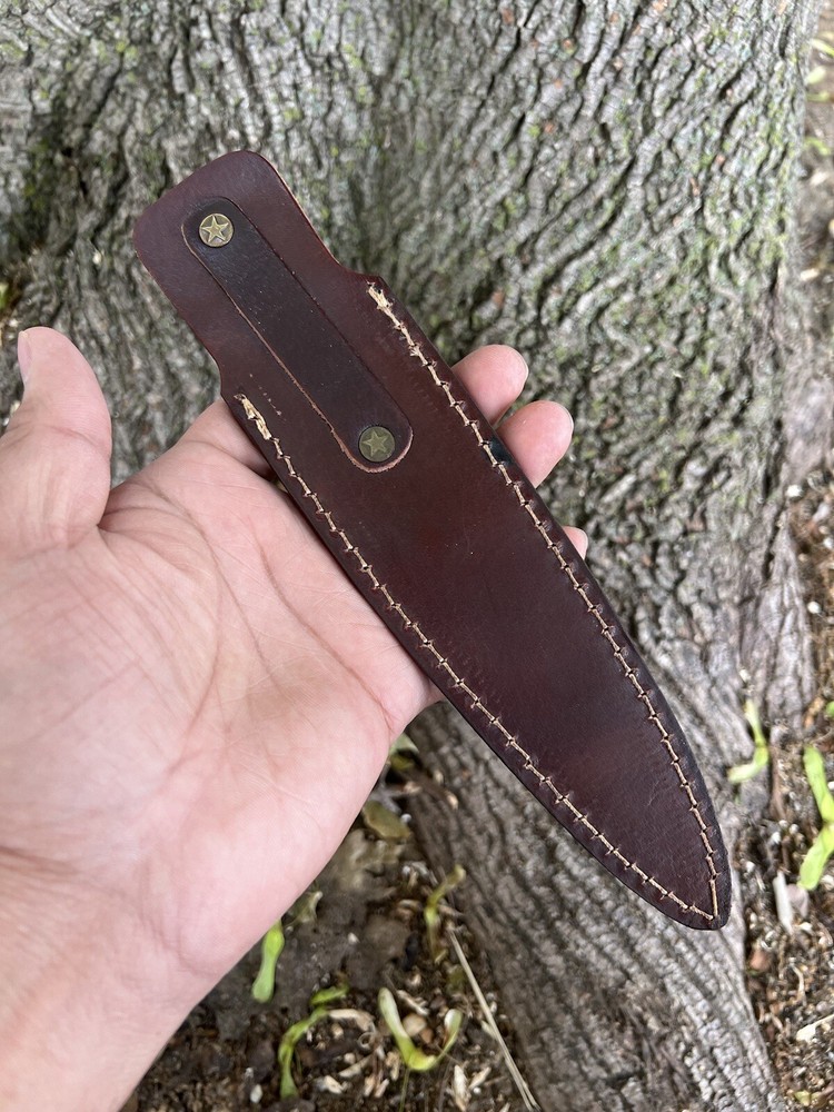 GENUINE LEATHER ENGRAVE HANDMADE SHEATH 7”FIXED BLADE KNIFE / HOLSTER