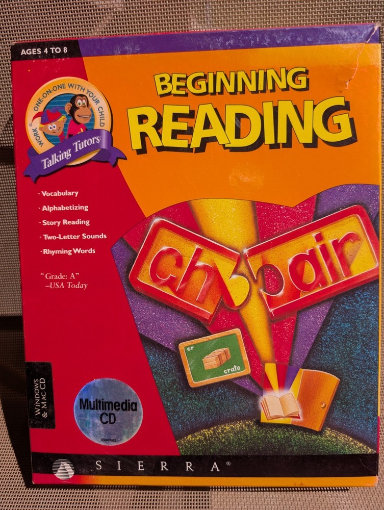 Sierra Beginning Reading CD for Ages 4-8 Windows Mac Educational Software